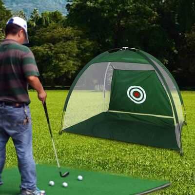 Dioche Golf Practice Net, Green Nylon Mesh Golf Folding Net Chips Collector Support Bag Training Accessories